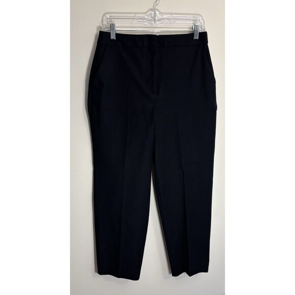 BODEN Bi-Stretch Straight Leg Navy Trousers Women 8R Pants Flat Front Ankle Twil - Picture 2 of 14